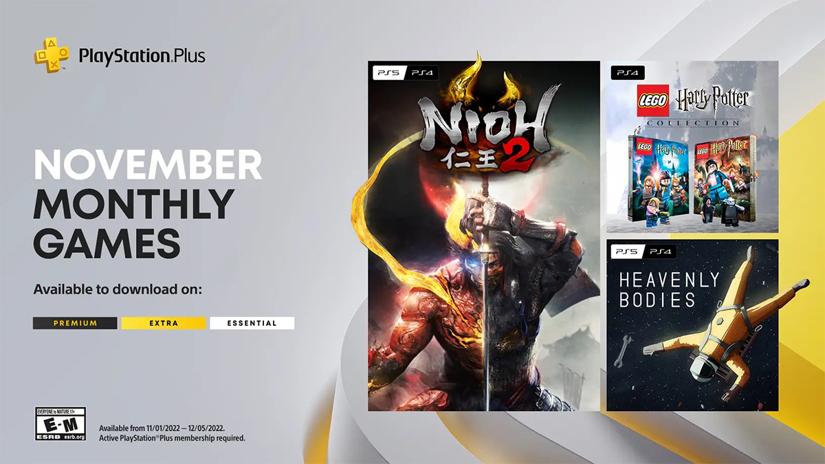 vignette-jeux-ps-plus-essential-nioh-2-lego-harry-potter-collection-heavenly-bodies-ps4-ps5-novembre-2022