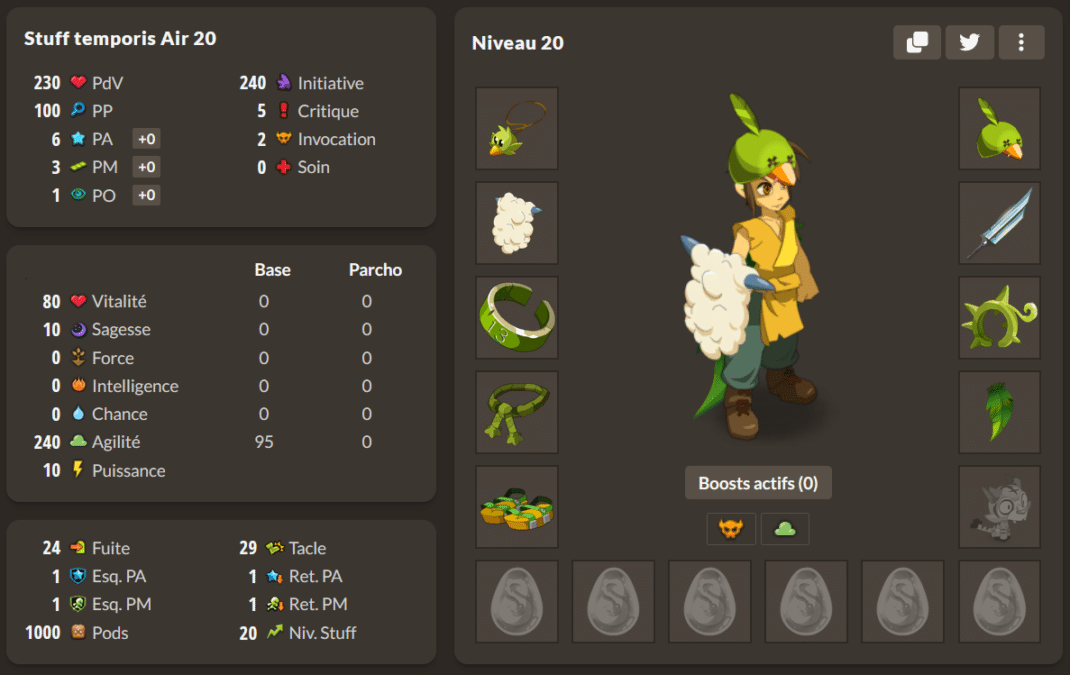 DOFUS Temporis 8 : Les meilleurs Stuffs Air pour tous les niveaux