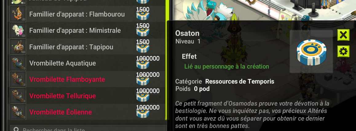 Dofus Osatopia 2 : Obtenir la Vrombilette sur Temporis 8