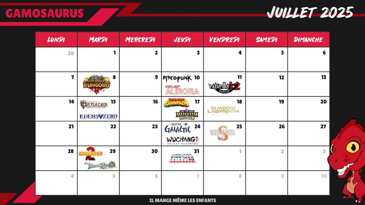 Calendrier des sorties jeux vidéo juillet 2025