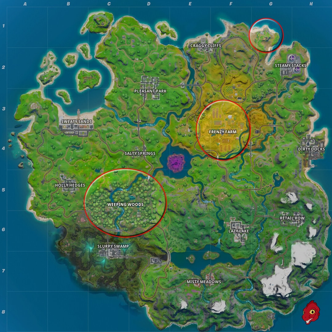 carte-fortnite-fouiller-coffres-foret-hantee-ferme-lugubre-ville-fantome-defis-fortnitemares-saison-11-chapitre-2-saison-1-gamosaurus-2