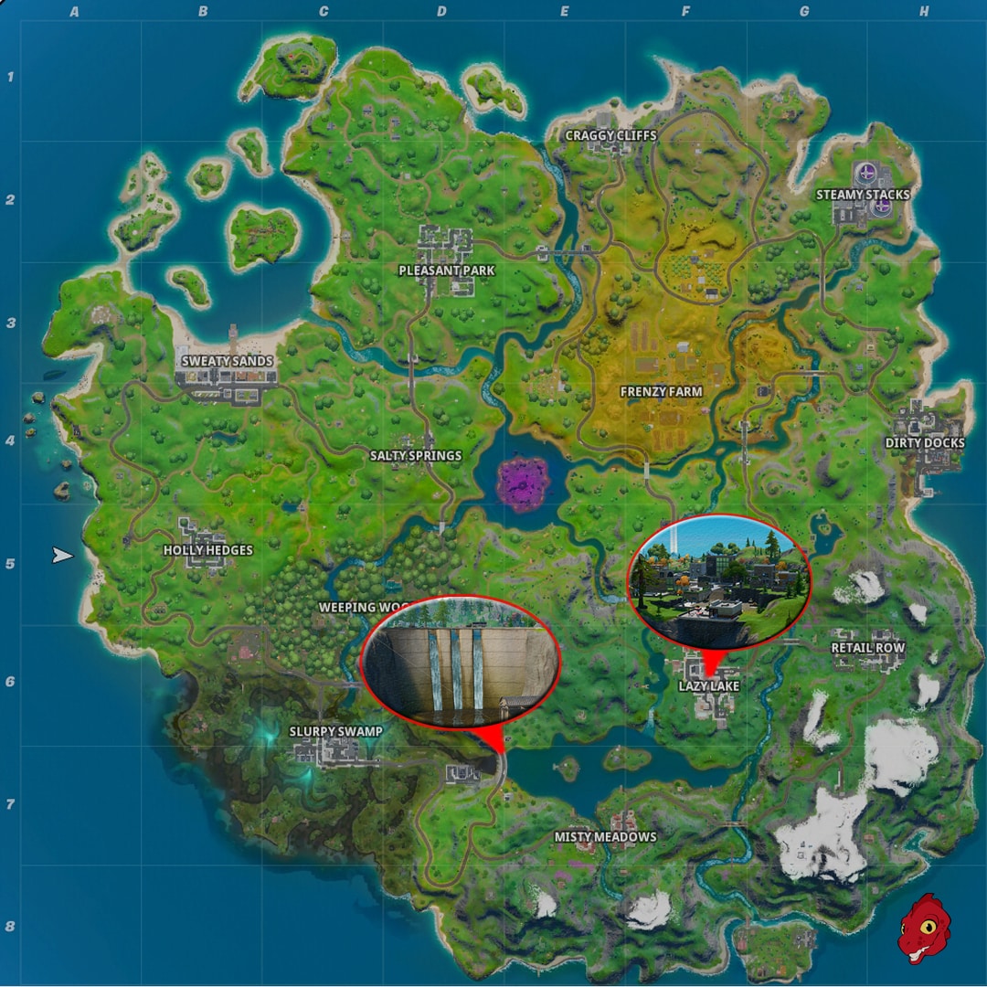 carte-fortnite-saison-11-completer-un-parcours-chronometre-a-lazy-lake-et-hydro-16-defi-plongeon-chapitre-2-saison-1-gamosaurus
