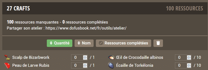 Dofusbook - Atelier