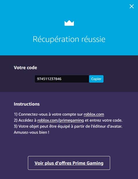 Roblox : Lier son compte  Prime Gaming pour les skins gratuits